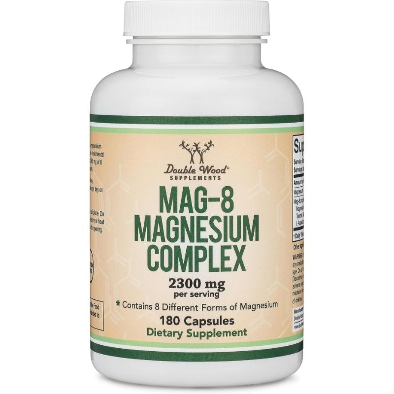 Mag-8 Magnesium Complex 2300mg Phức Hợp 8 Loại Magie, Bisglycinate, Ngủ Ngon, Tăng Cơ, Malate, L-Aspartate, Double Wood