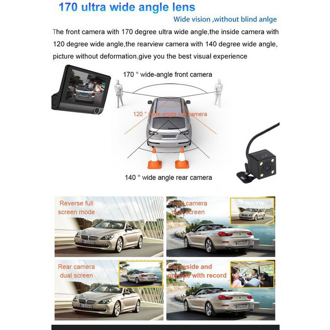 🌟NEW 2023 🌟XH202 3in1 Camera hành trình ô tô DVR HD 1080P 170 Máy ghi chu kỳ góc rộng G-Sensor 3 IN 1 Dashcam S | BigBuy360 - bigbuy360.vn