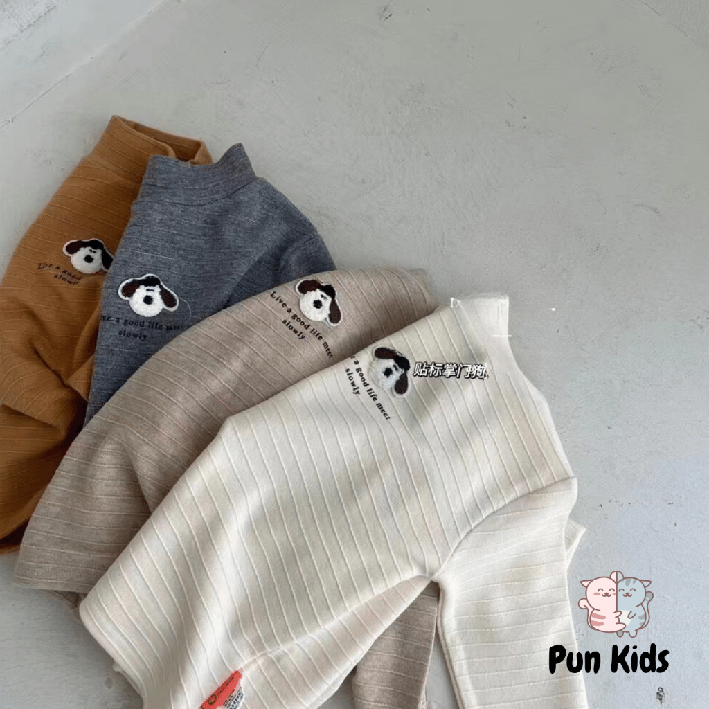 Áo len tăm gân mềm mịn hoạ tiết con cún đáng yêu cho bé trai , bé gái từ 9-21kg