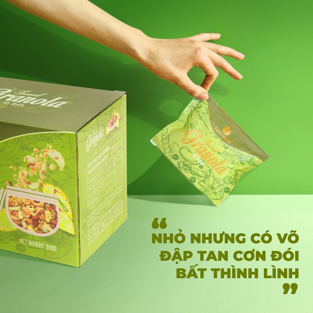 Combo 2 hộp ngũ cốc granola siêu hạt special TANU NUTS túi nhỉ tiện lợi mix hạt dinh dưỡng tốt cho ăn kiêng giảm cân.