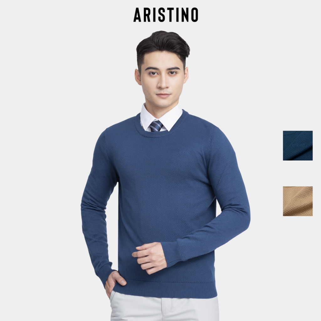 [MỚI 2023] Áo len Aristino thiết kế cổ tròn, 2 màu cơ bản trẻ trung, chất không bai dão, hạn chế xù lông - AWO002W3