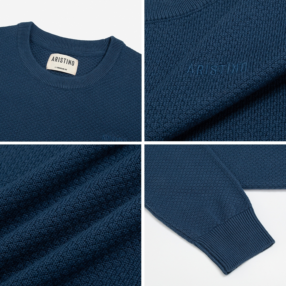 Áo len Aristino thiết kế cổ tròn, 2 màu cơ bản trẻ trung, chất không bai dão, hạn chế xù lông - AWO002W3