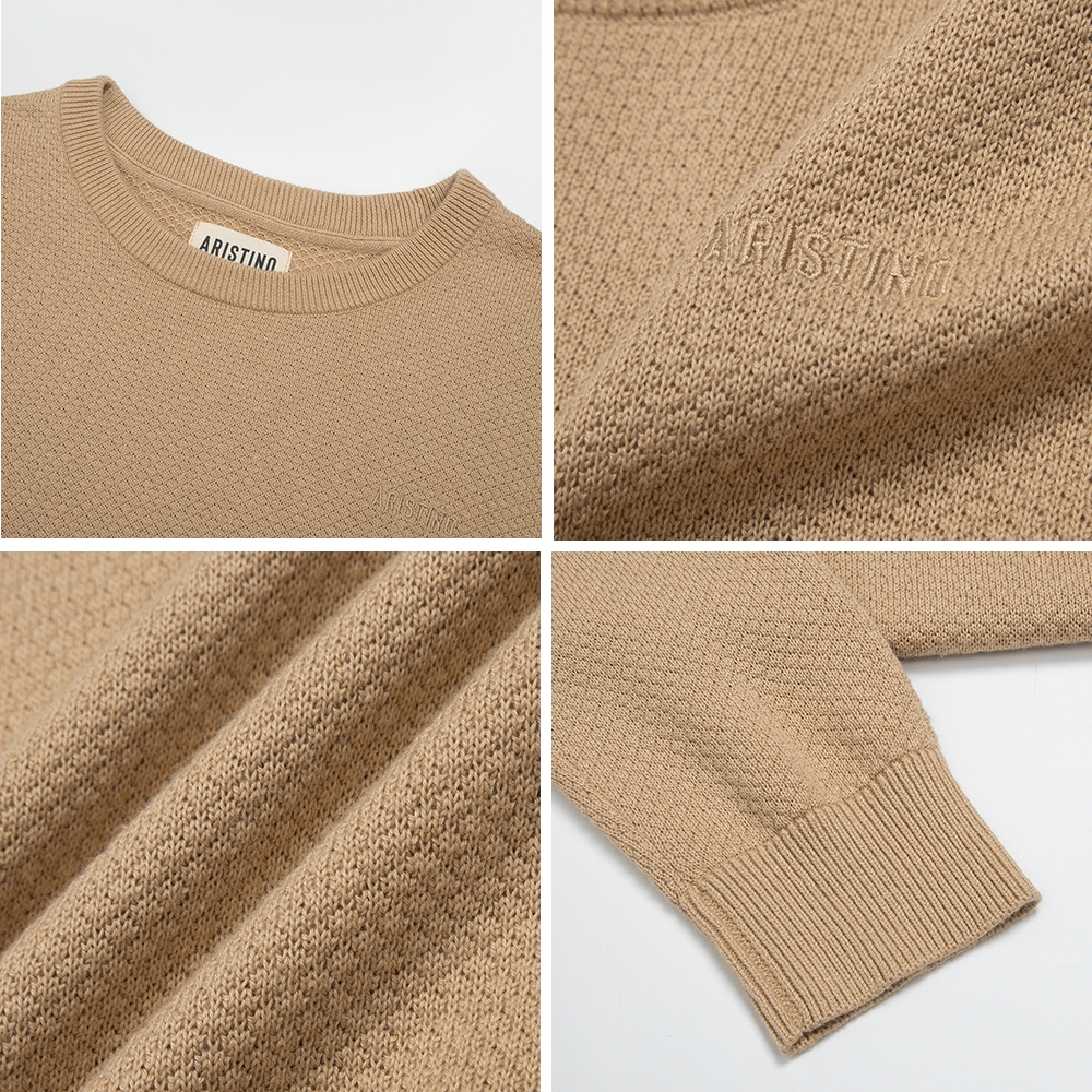 Áo len Aristino thiết kế cổ tròn, 2 màu cơ bản trẻ trung, chất không bai dão, hạn chế xù lông - AWO002W3