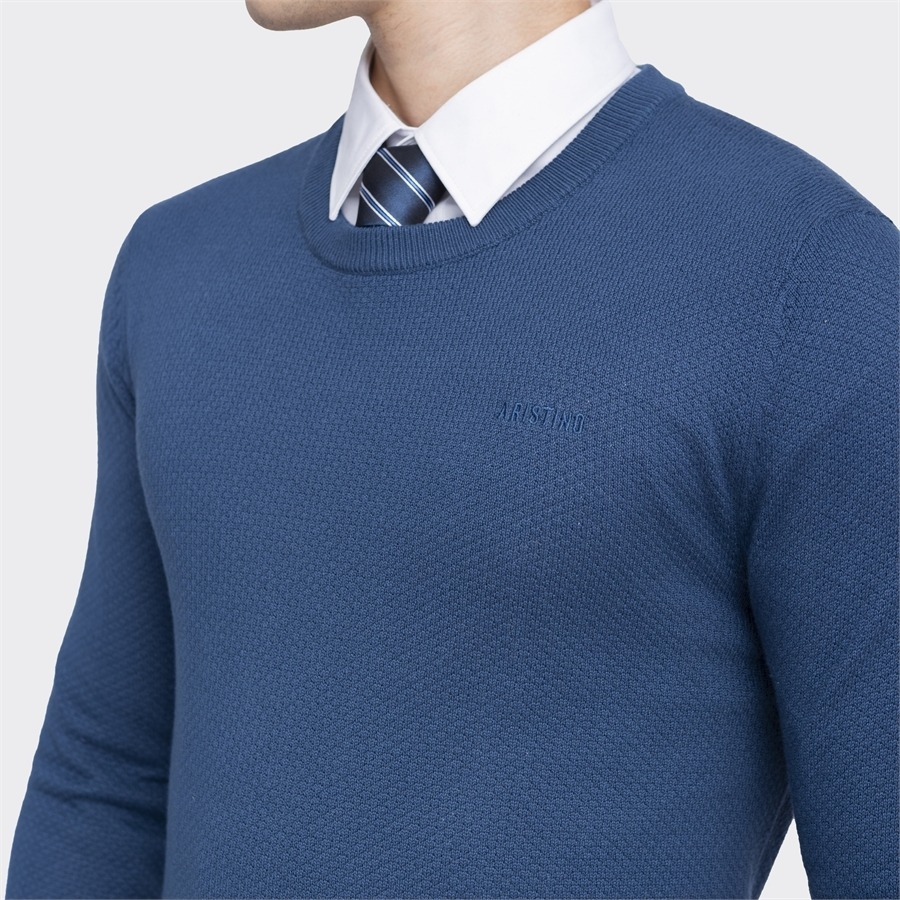 Áo len Aristino thiết kế cổ tròn, 2 màu cơ bản trẻ trung, chất không bai dão, hạn chế xù lông - AWO002W3