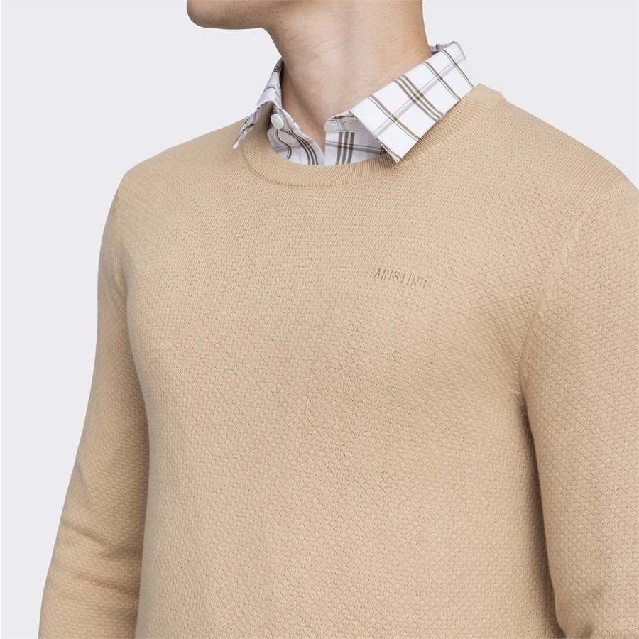 Áo len Aristino thiết kế cổ tròn, 2 màu cơ bản trẻ trung, chất không bai dão, hạn chế xù lông - AWO002W3