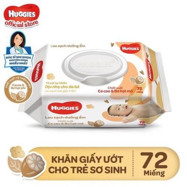 Khăn ướt Huggies không mùi bơ hạt mỡ - 80 Tờ 72 Tờ