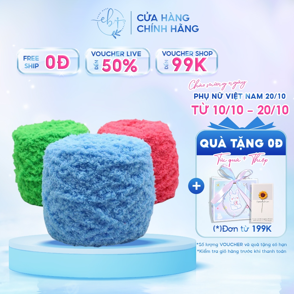 Len Đan Khăn, Len Xù Lông Cừu San Hô Dùng Đan Túi Handmade Cuộn 100 Gram Đa Dạng Màu Sắc