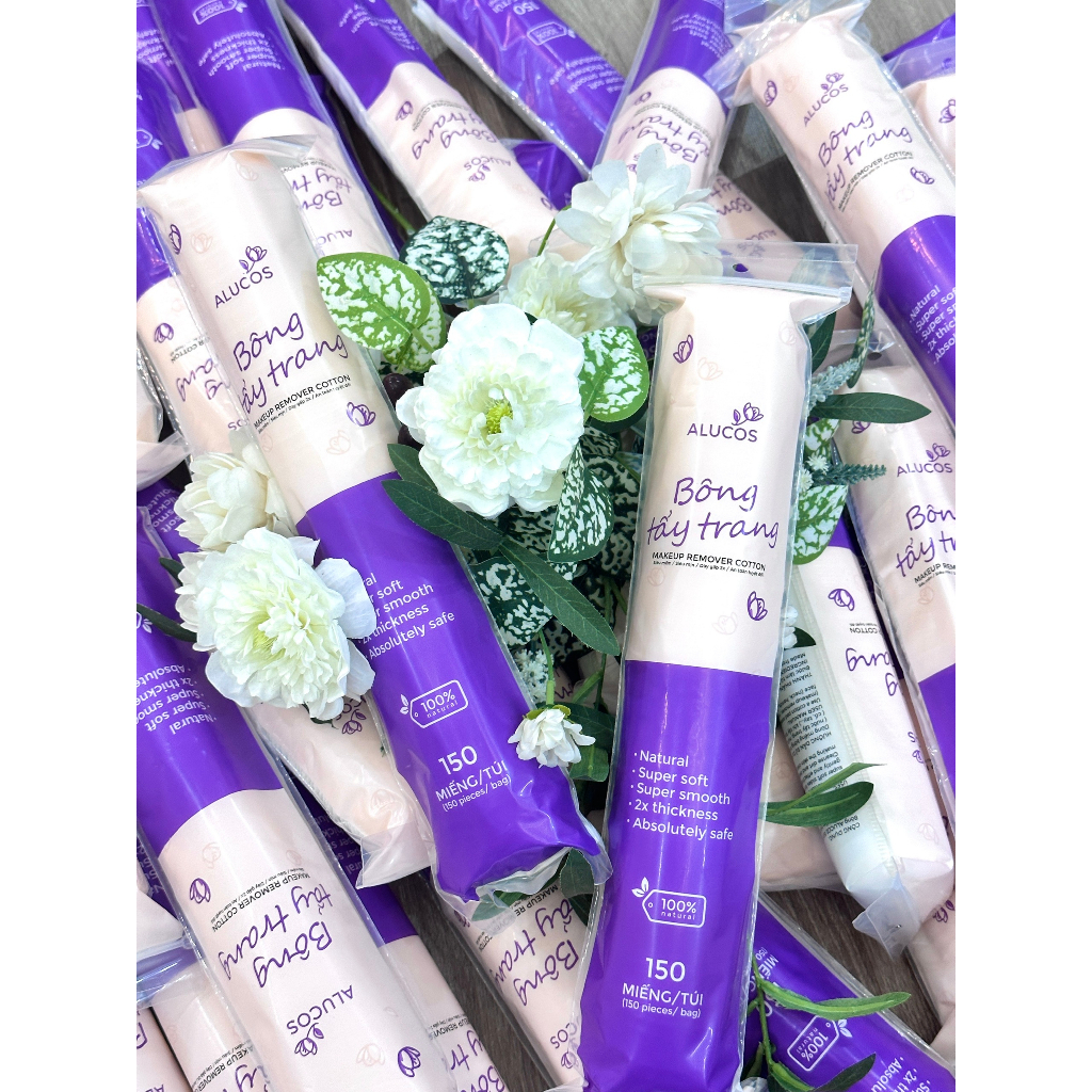 Bông Tẩy Trang Tròn Alucos 150 miếng siêu dày mịn