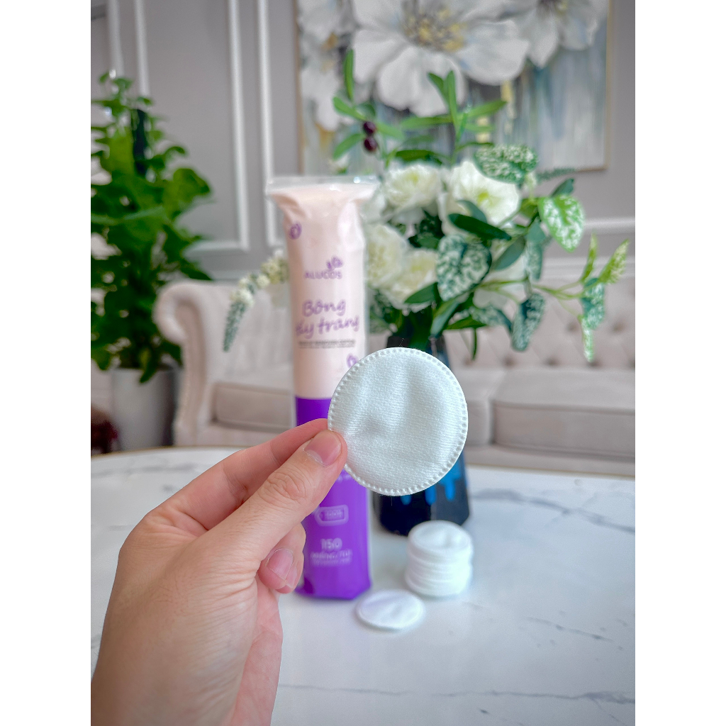 Bông Tẩy Trang Tròn Alucos 150 miếng siêu dày mịn