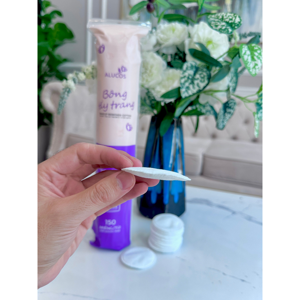 Bông Tẩy Trang Tròn Alucos 150 miếng siêu dày mịn