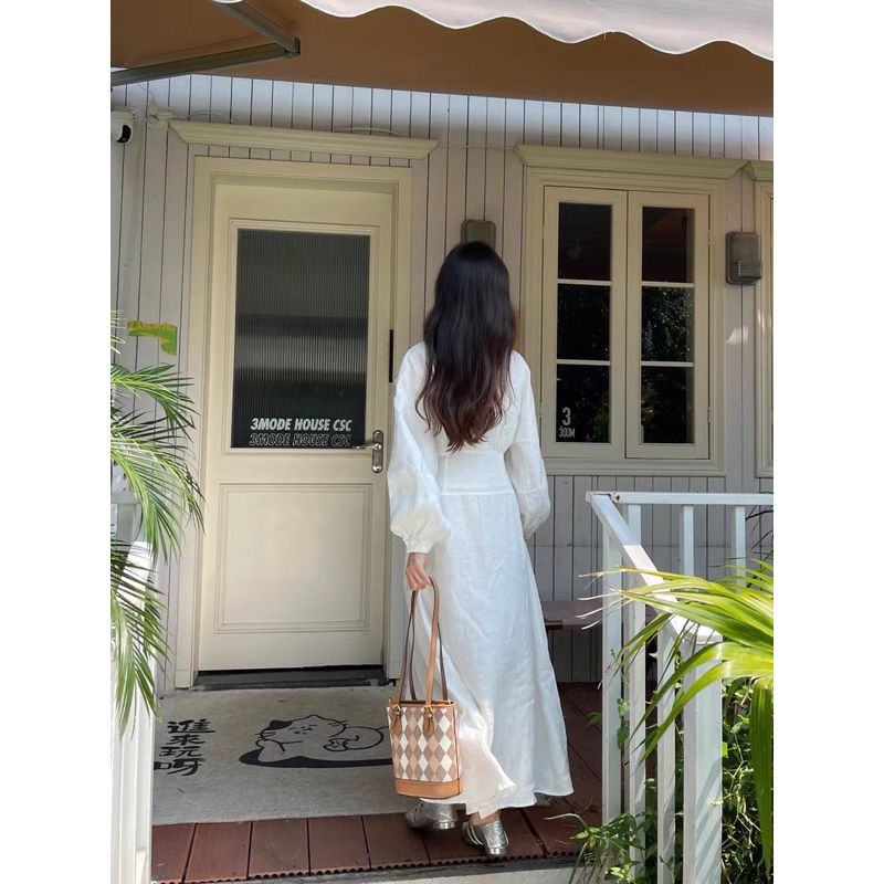Váy sơ mi dáng dài tay phồng