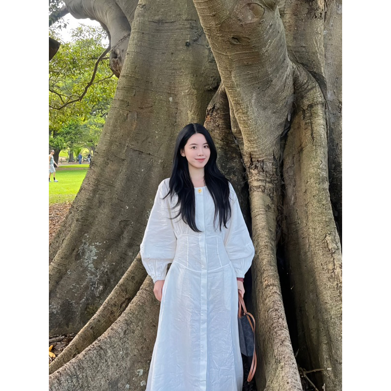 Váy sơ mi dáng dài tay phồng