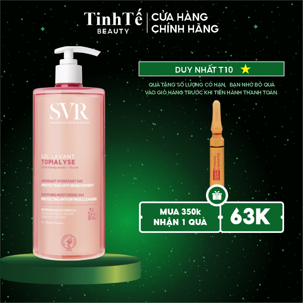 Gel làm sạch dịu nhẹ dành cho da nhạy cảm, da khô và viêm da cơ địa SVR TOPIALYSE Gel Lavant 1L