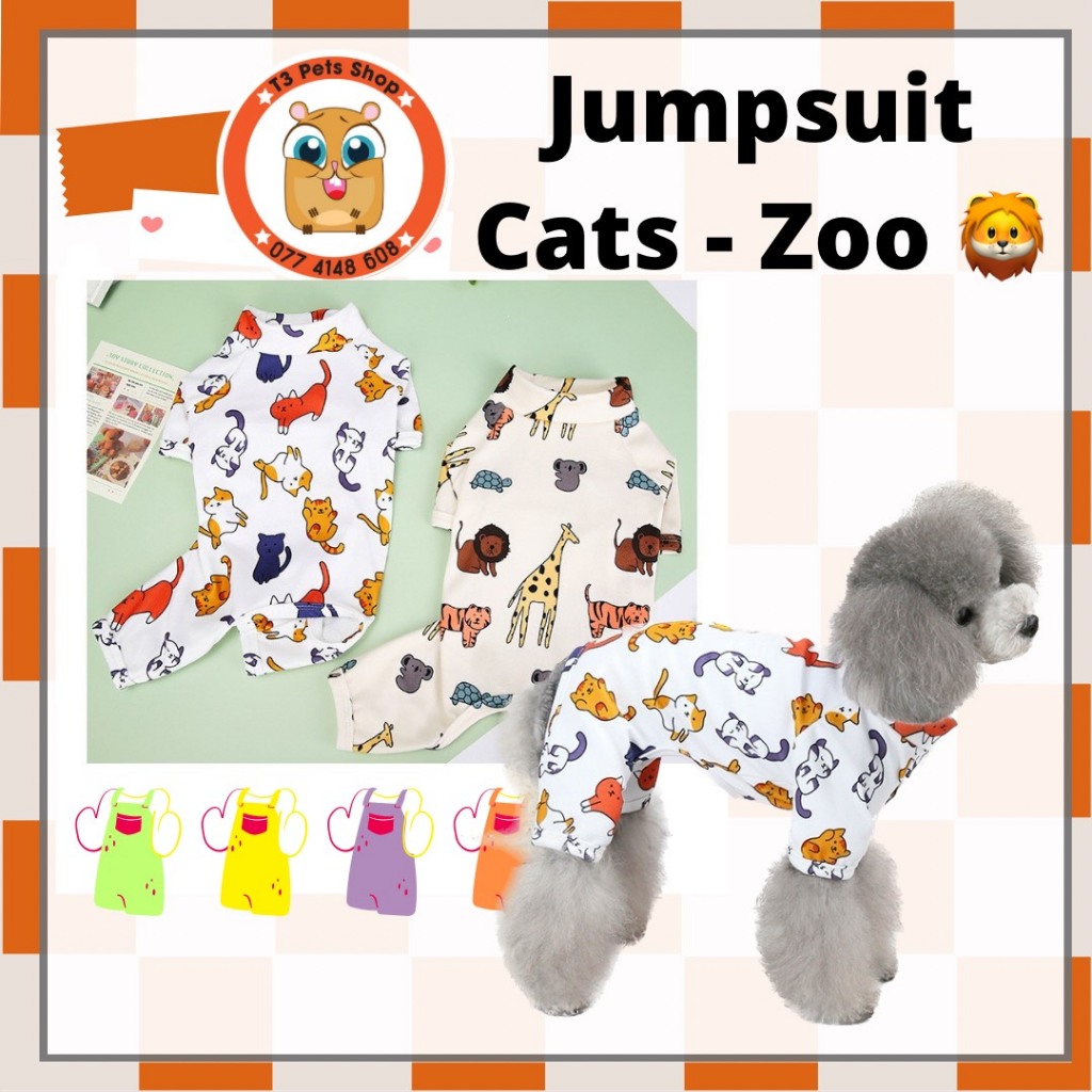jumsuit (áo liền quần ) in hình động vật dành cho chó mèo