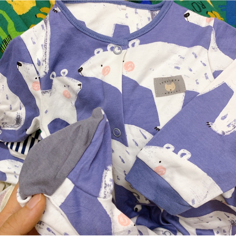 Sleepsuit N.EXT bộ body dài tay hàng xuất dư xịn, có bo gấu tay, bao tay lật cho bé trai