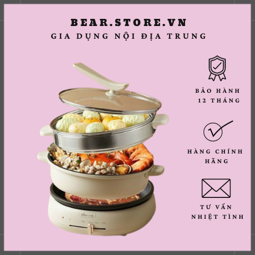 Nồi lẩu-nướng DHG- C40W2- 3 in 1 kèm khay hấp- hàng có sẵn -Bh 12 tháng