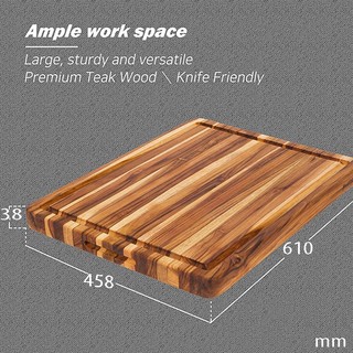 Thớt gỗ teak hình chữ nhật BIGSIZE 610x458x38 mm - Thớt gỗ trang trí đồ ăn kiểu dáng Vintage decor