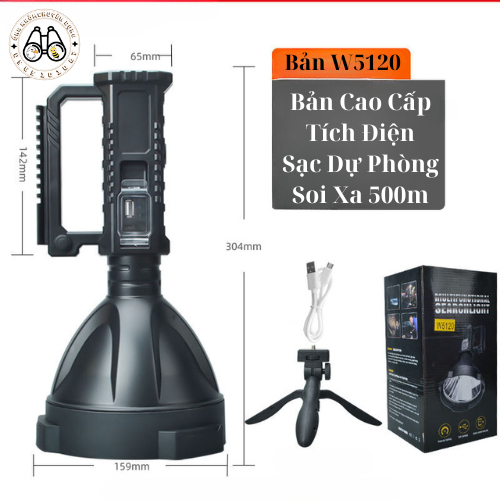 Đèn Pin Siêu Sáng Cao Cấp Chiếu Xa Trên 500m,Tích Hợp Chân USB Sạc Dự Phòng, Có Chân Đế, Pin Trâu, Chống Nước