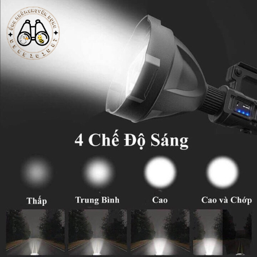Đèn Pin Siêu Sáng Cao Cấp Chiếu Xa Trên 500m,Tích Hợp Chân USB Sạc Dự Phòng, Có Chân Đế, Pin Trâu, Chống Nước