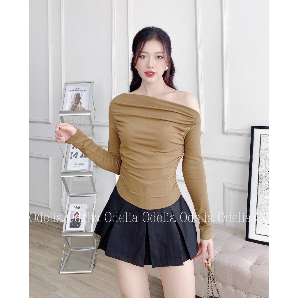 Áo thun cổ thuyền Odelia nhún eo cá tính - A7244