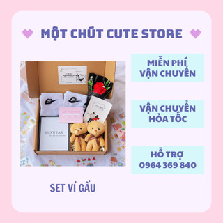 Set quà tặng Ví nam,gấu màu bất kỳ tặng sinh nhật, Valentine, 6/4 dành cho bố, anh trai, người yêu - Một chút cute Shop