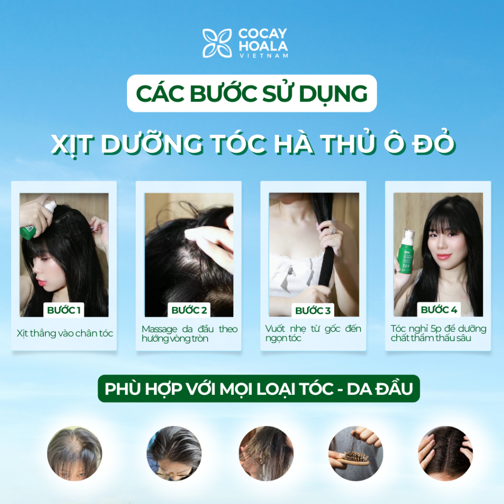 XỊT DƯỠNG TÓC HÀ THỦ Ô HƯƠNG NƯỚC HOA CỎ CÂY HOA LÁ VIỆT NAM - KÍCH THÍCH MỌC TÓC PHÙ HỢP VỚI MỌI LOẠI TÓC- CHAI 100G