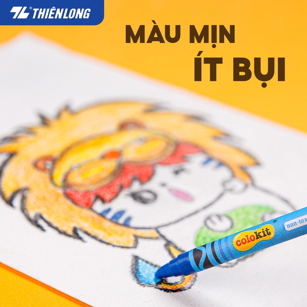 Bút sáp màu Thiên Long Colokit CR-C016, bút sáp 12 màu tươi sáng tiêu chuẩn Châu ÂU