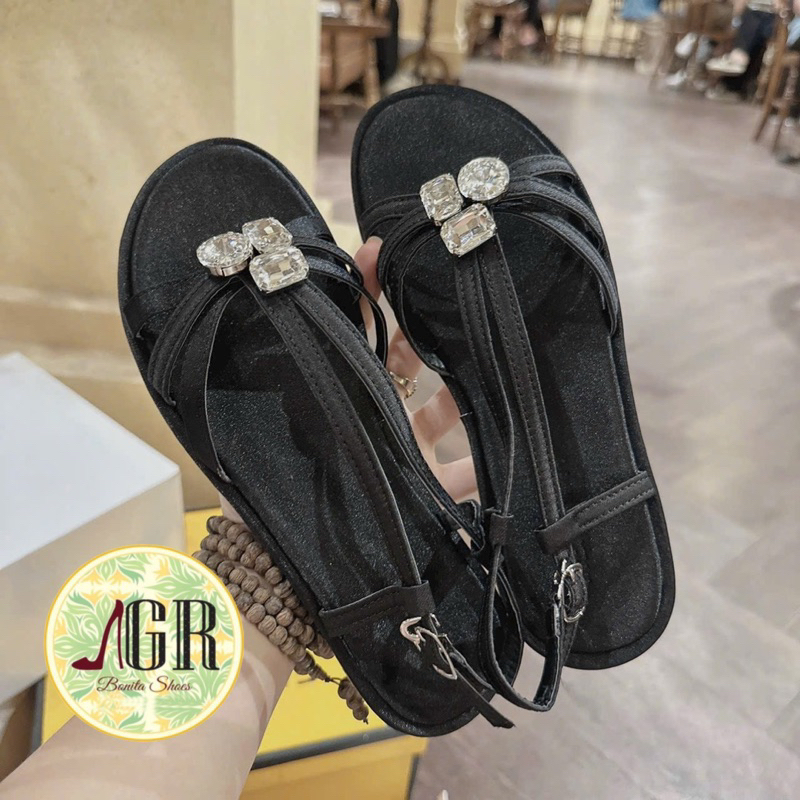 Sandal dây mút mềm phối hột đá lót đệm siêu êm