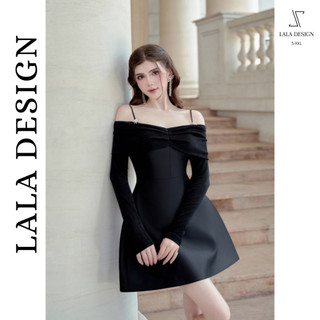 Váy Tafta 2 dây trễ vai phối cotton dáng chữ A - Váy dự tiệc sang chảnh tiểu thư thanh lịch VAA14- [LALA DESIGN]