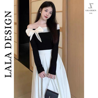 SET áo len tăm trễ vai thắt nơ và chân váy dài midi dịu dàng cho mùa thu đông - HÀNG CAO CẤP SET05 - [LALA DESIGN]