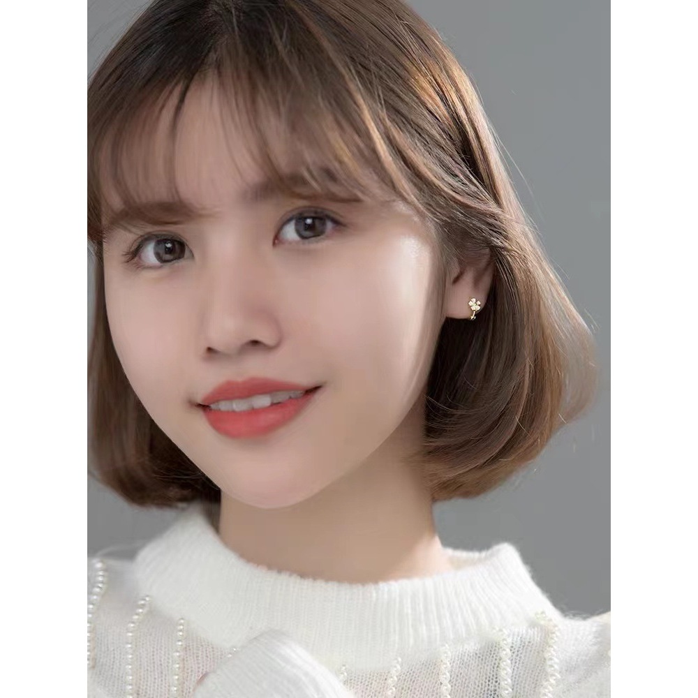 Bông tai bạc nữ Khuyên tai bạc nữ vòng tròn hình hoa sữa phong cách hàn quốc cá tính