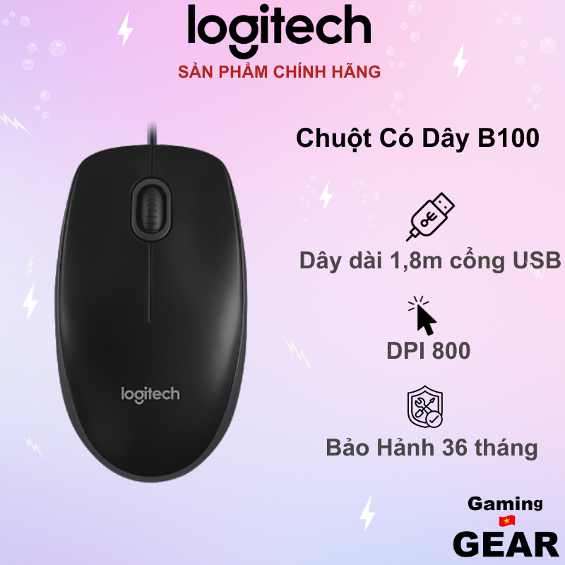 Chuột máy tính có dây Logitech B100