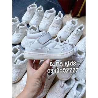 Giày sneakers bé trai & bé gái cổ cao dán trắng za