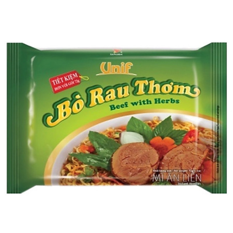 Thùng mì bò rau thơm Unit 30 gói 72g