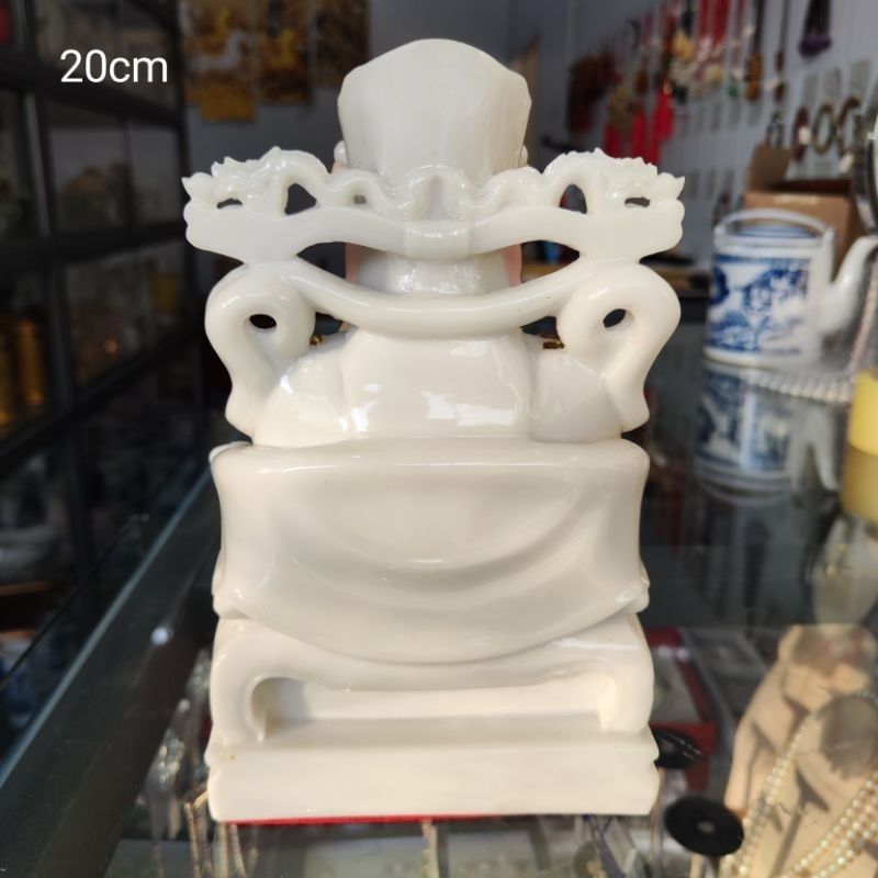Tượng Thần Tiền Đá Đúc Màu Trắng Cao 20cm