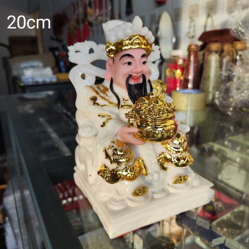 Tượng Thần Tiền Đá Đúc Màu Trắng Cao 20cm