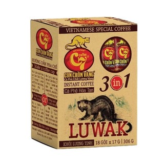 Cà phê hòa tan 3in1 luwak con chồn vàng c7 - 18gói x 17gr - huca food
