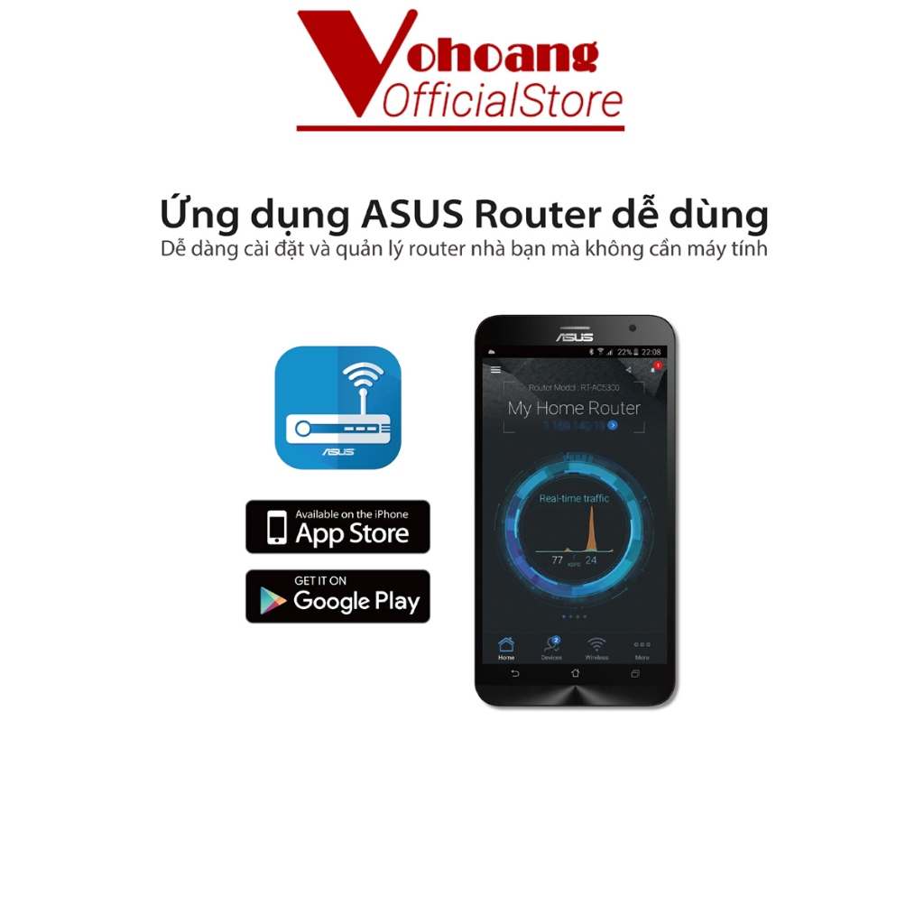 Router Wifi 6 ASUS RT-AX1800HP hỗ trợ MU-MIMO, OFDMA, AiProtection Classic, WiFi AiMesh