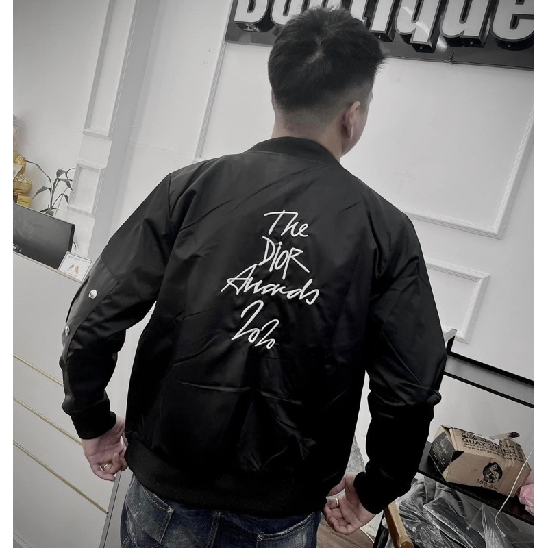 Áo khoác bomber có hoạ tiết khoá kéo chữ thêu màu đen thời trang nam nữ phong cách giới trẻ có size từ s đến xl