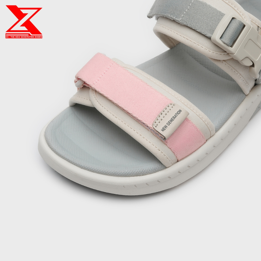 Giày Sandal Nam nữ ZX 2714 quai ngang Streetstyle - Grey Pink, Black Cream