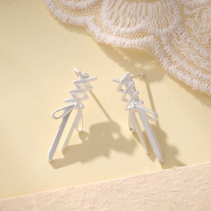 Bông Tai Hình Ruy Băng Nơ Màu Bạc - TS1767 - BCorner