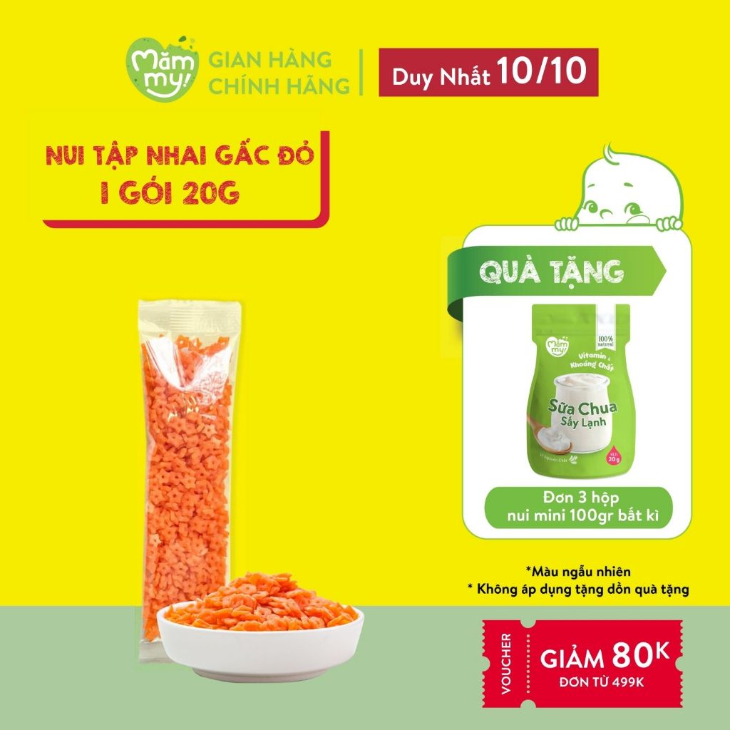 Nui ăn dặm gấc đỏ mini bỗ dưỡng cho bé mới tập nhai Mămmy, 100gram