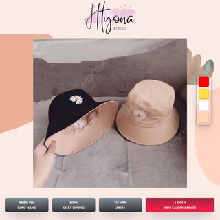 Nón Bucket 2 Lớp Phong Cách GD Hoa Cúc Trắng