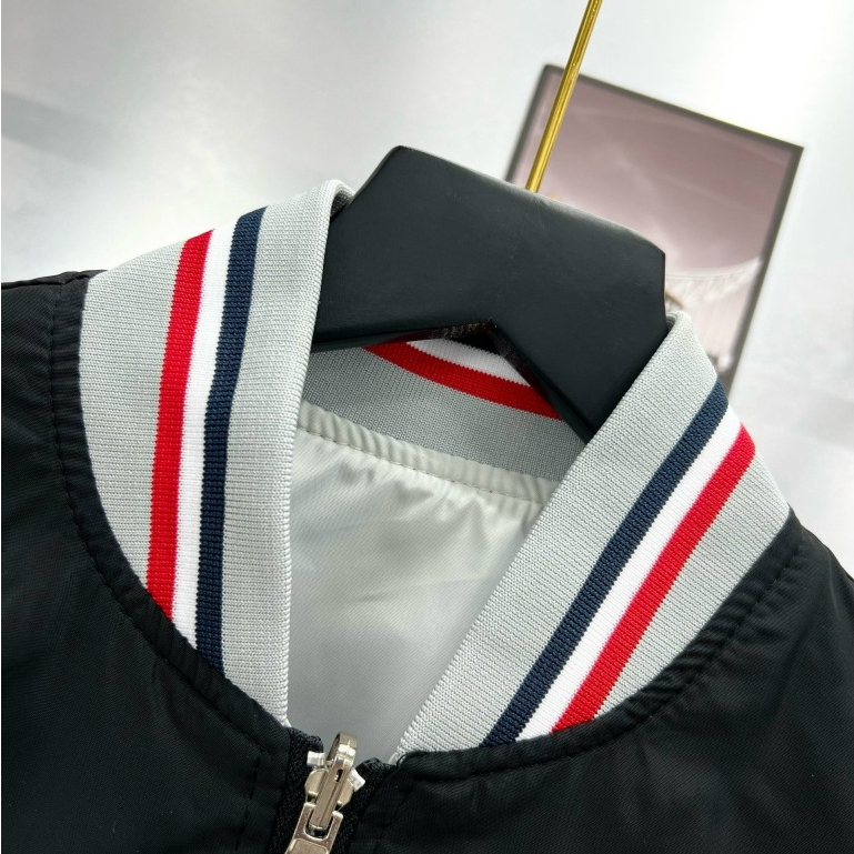 Áo Bomber, Áo khoác Thome Cao Cấp Phối 3 Sọc Dành Cho Nam Nữ Bản Mới 2023