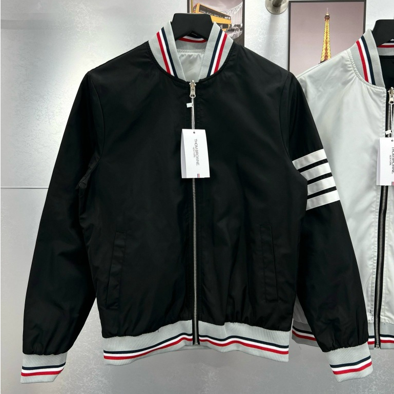 Áo Bomber, Áo khoác Thome Cao Cấp Phối 3 Sọc Dành Cho Nam Nữ Bản Mới 2023