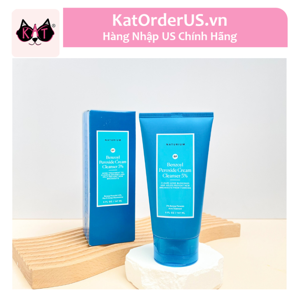 Sữa Rửa Mặt Naturium Benzoyl Peroxide Cream Cleanser 5% 147ml