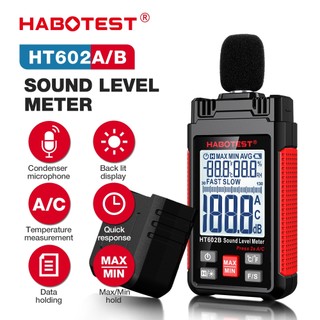 Habotest ht602 máy đo mức âm thanh db máy đo mức âm thanh máy đo độ ồn cầm tay kỹ thuật số 30-130db máy đo mức độ tiếng