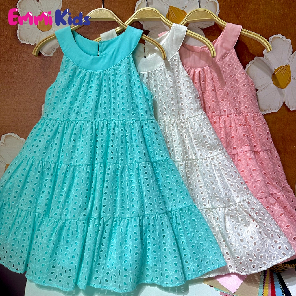 Váy bé gái yếm chất xô linen A28 EmmiKids, Đầm trẻ em xòe xinh