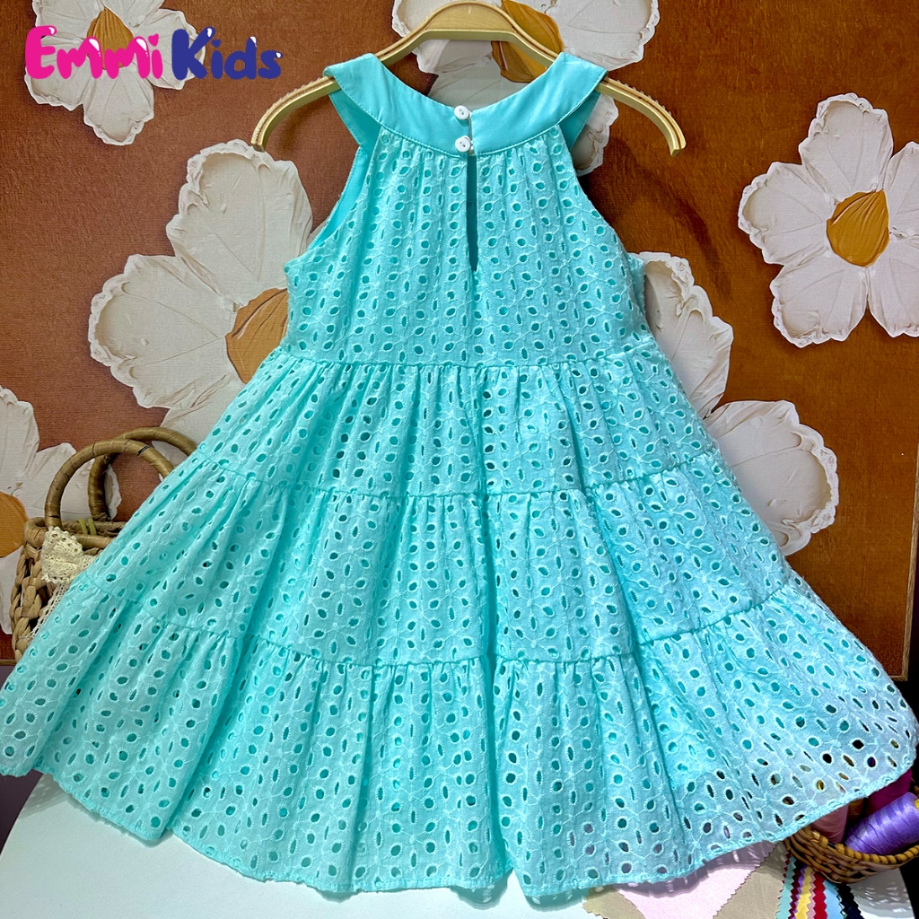 Váy bé gái yếm chất xô linen A28 EmmiKids, Đầm trẻ em xòe xinh