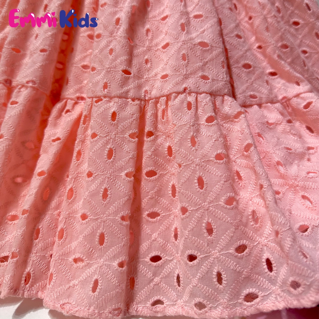 Váy bé gái yếm chất xô linen A28 EmmiKids, Đầm trẻ em xòe xinh